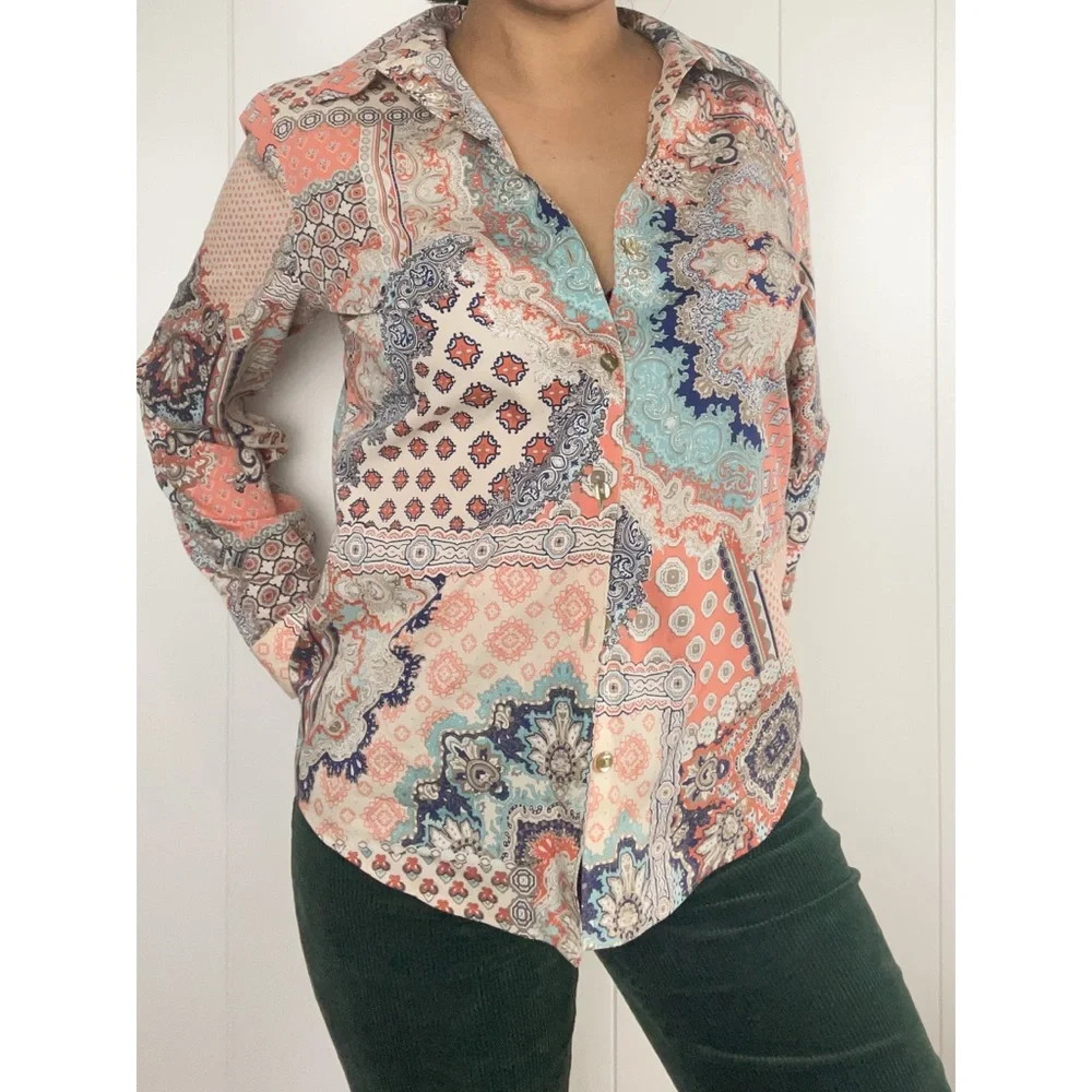 Chico’s | Effortless Giana Paisley Print Button-Down Shirt